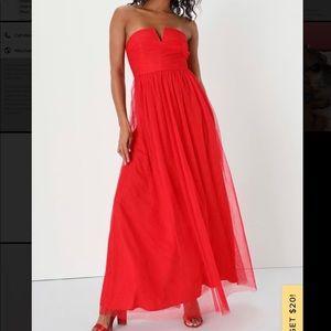 NWT Lulu’s Red Strapless Dress